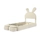 preview thumbnail 13 of 29, Special Cute Design Twin Size Upholstered Platform Bed with Stools,Cartoon Ears Shaped Headboard with built-in LED Light