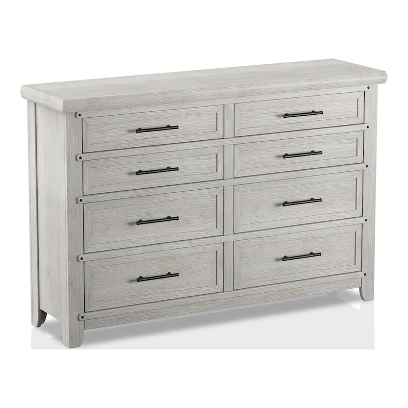 Tiwo Transitional White 56-inch Wide 8-Drawer Solid Wood Dresser by Furniture of America