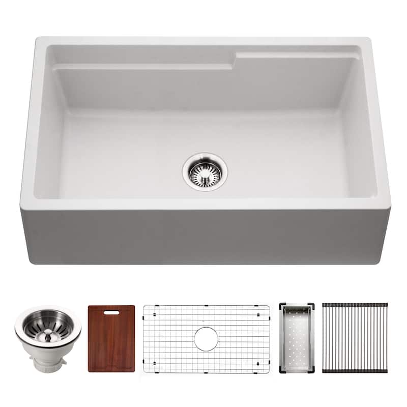 Houzer W-133-C Quartztone 33" Farmhouse Single Basin Granite Composite - Cloud