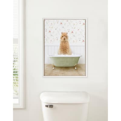 Sylvie Beaded Baby Animal Cottage Bath Framed Canvas by Amy Peterson