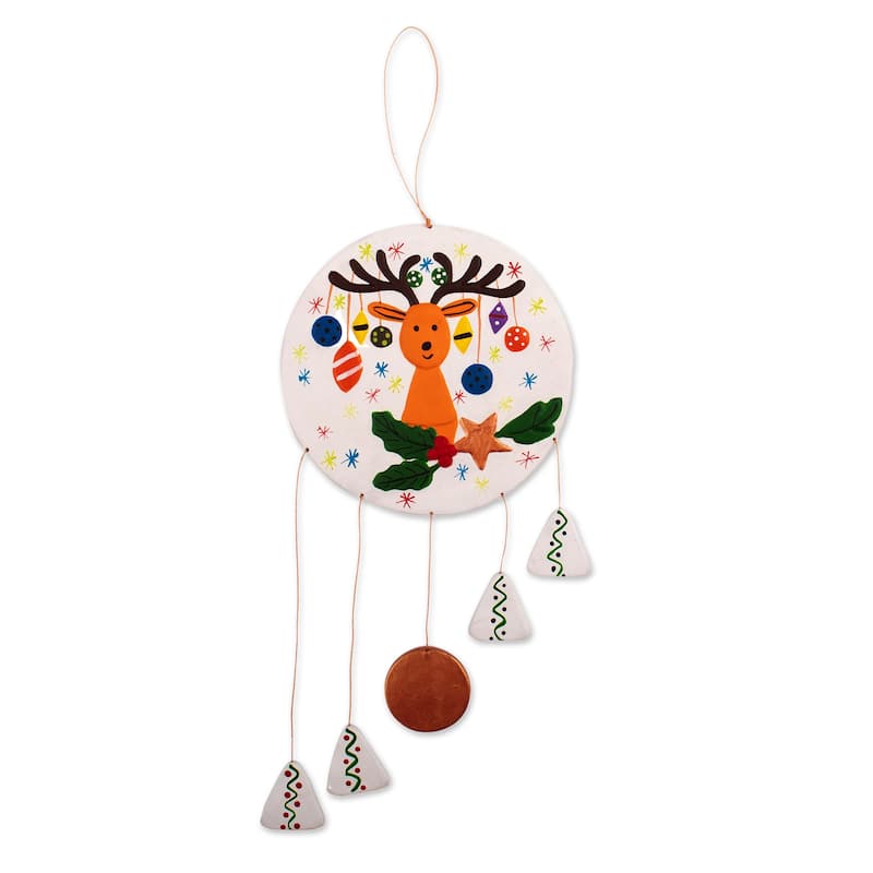 Novica Handmade Dreamy Rudolph Ceramic Wall Art