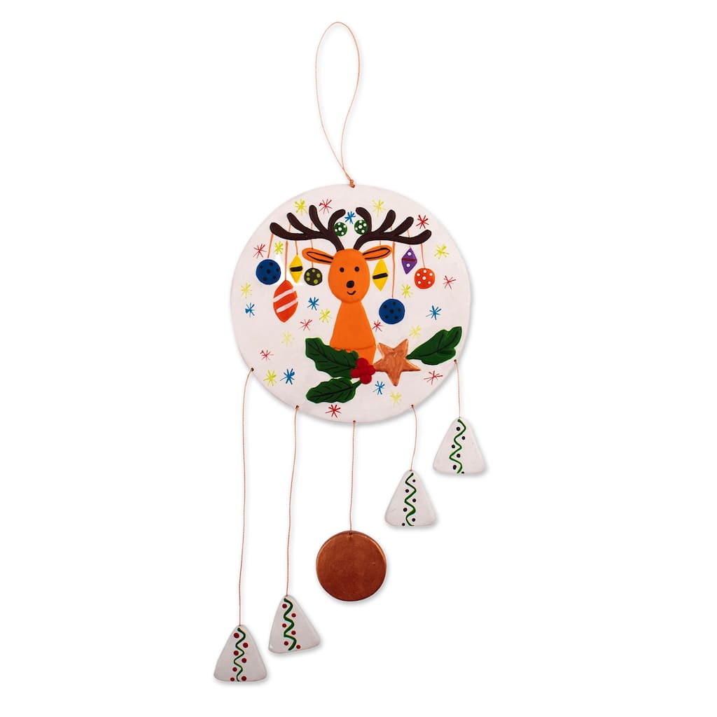 Novica Handmade Dreamy Rudolph Ceramic Wall Art