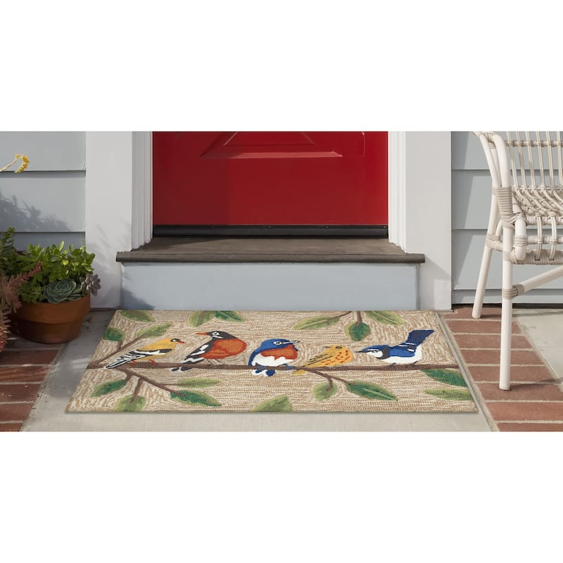 Liora Manne Frontporch Birds On A Branch Indoor/Outdoor Area Rug - 1'8" x 2'6" - Natural