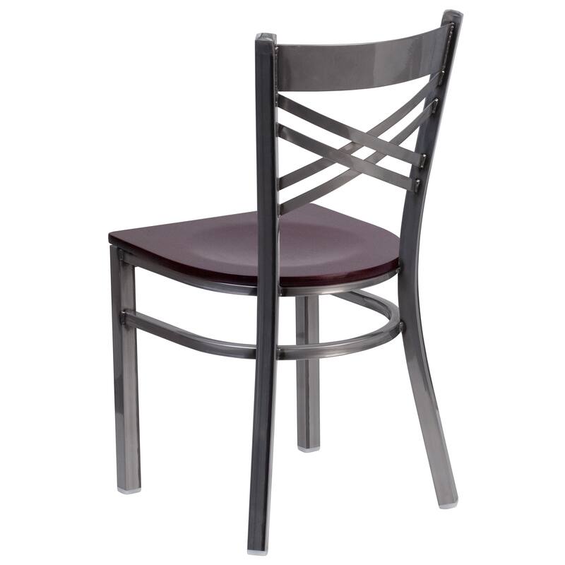 2 Pack Clear Coated ''X'' Back Metal Restaurant Chair - 16.5"W x 17"D x 32.25"H