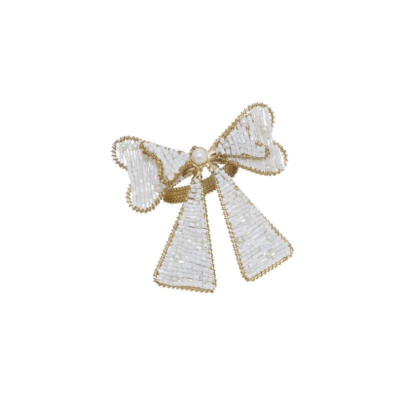 Beaded Bow Napkin Ring (Set of 4) - Ivory