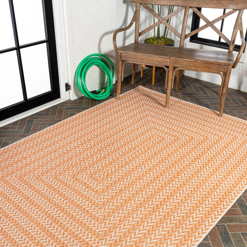 JONATHAN Y Lucia Modern Concentric Squares Indoor/Outdoor Area Rug