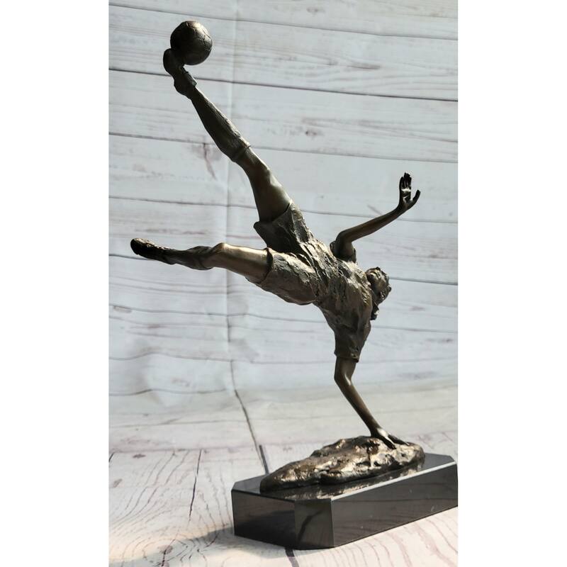 Soccer Trick Shot Bronze Statue Sculpture Trophy Athletic Decor Gift Original Art 14 Inches X 10 Inches
