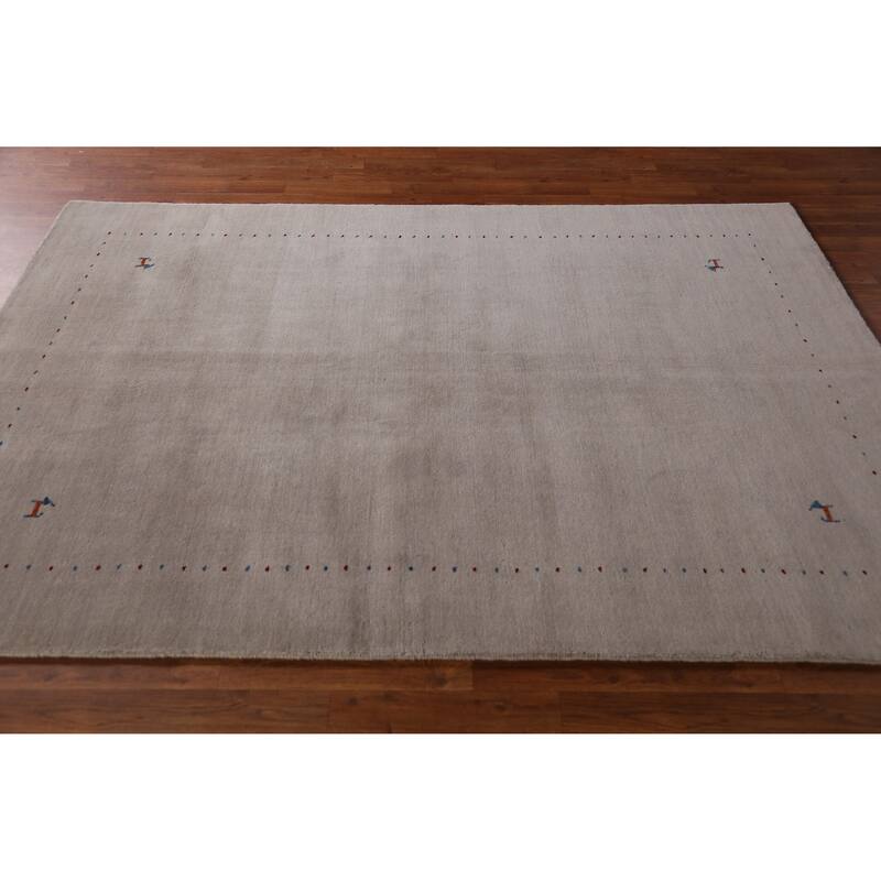 Hand Knotted Oriental 100% Wool Carpet Tribal Tribal Greys & Charcoal Gabbeh Area Rug - 7' 7'' X 5' 3''
