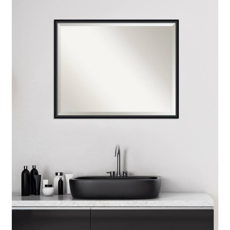 Beveled Wood Bathroom Wall Mirror - Lucie Frame