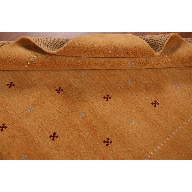 Hand Knotted Oriental 100% Wool Carpet Tribal Tribal Yellow & Gold Gabbeh Area Rug - 6' 3'' X 4' 7''