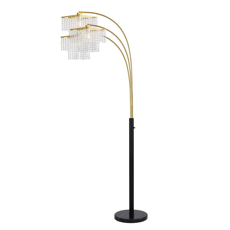 Brio 90" 3-Light Modern Gold Crystal Arc Floor Lamp - 85