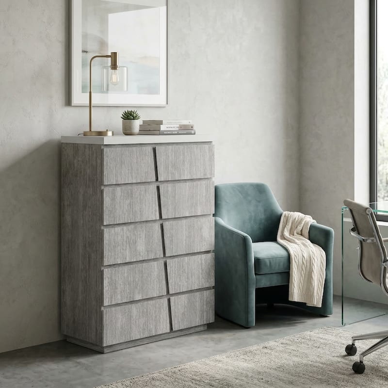 brushed grey dresser Floren Contemporary Weathered Gray Wood 6-Drawer Dresser  Roundhill  Furniture