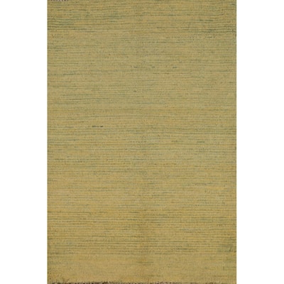 Yellow & Green Modern Gabbeh Oriental Rug Hand-Knotted Wool Carpet - 1'11"x 3'0"