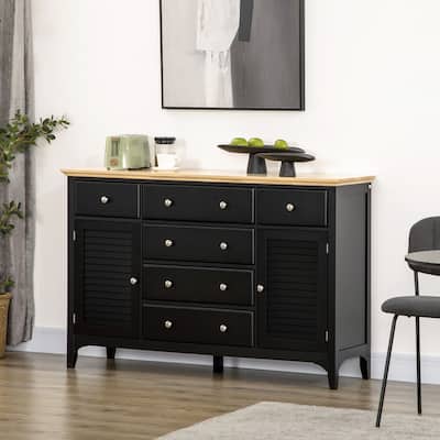 Sideboard Buffet Cabinet with Storage Drawers, Kitchen Cabinet Coffee Bar Cabinet with Wood Top and Adjustable Shelves