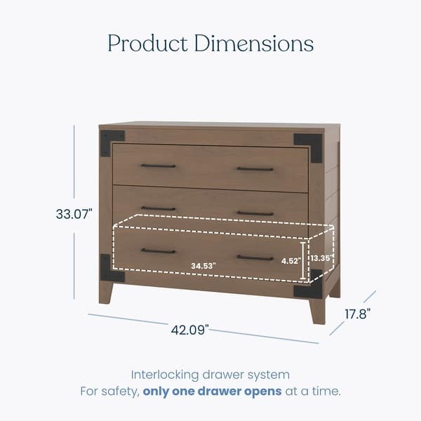 dimension image slide 1 of 2, Child Craft Lucas 42" 6 Drawer Double Dresser