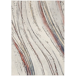 Nourison Motion Indoor only Cream / Ivory Abstract Area Rug - 5' 3" x 7'