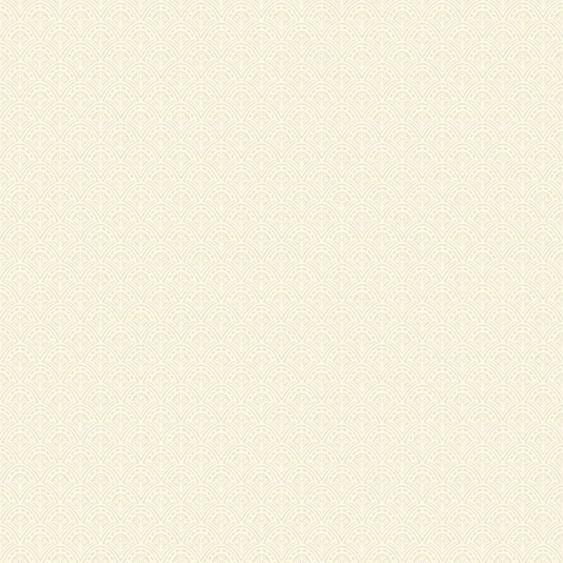 A-Street Prints Athena Cream Scalloped Botanical Wallpaper