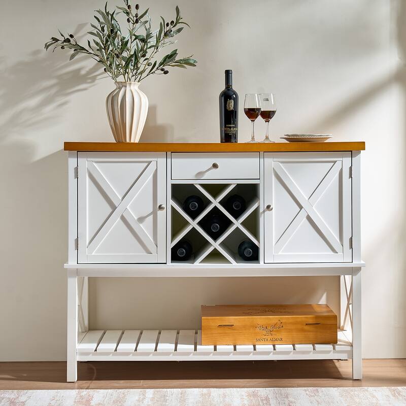 Bar Cabinet Console Table With 2-Door Cabinet & 1 Drawers,Coffee Bar,Wine Rack With Storage Shelf,Sofa Tables Buffet Sideboard