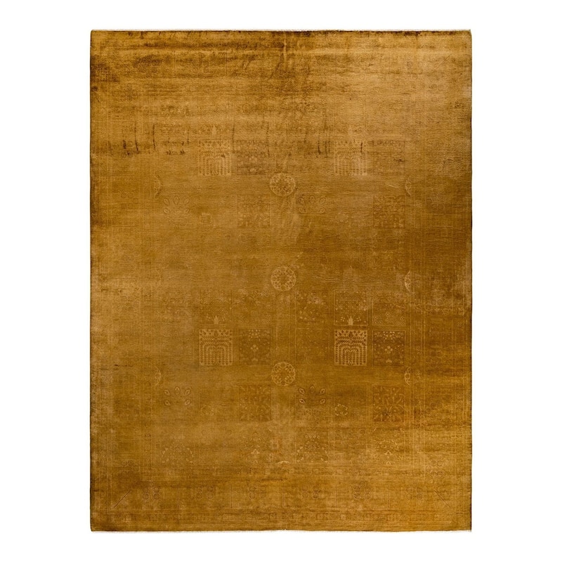 Overton Hand Knotted Wool Vintage Inspired Modern Contemporary Overdyed Gold Area Rug - 8' 1" x 10' 6"