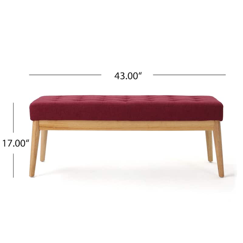 Saxon Mid-century Tufted Fabric Ottoman Bench by Christopher Knight Home - 43.00 L x 15.75 W x 17.00 H