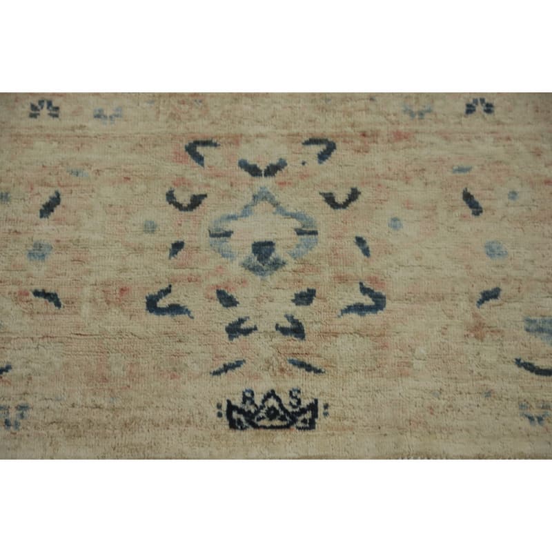 Hand Knotted Traditional Wool Beige Geometric Area Rug - 9' 3'' X 8' 3''