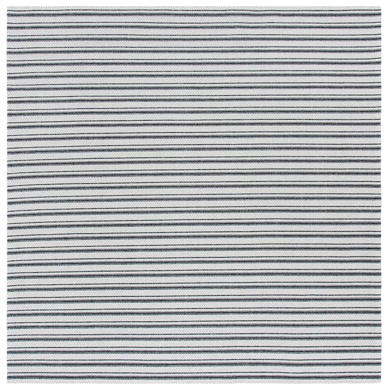 SAFAVIEH Augustine Shima Contemporary Cotton Rug - 6'4" Square - Black/Light Grey