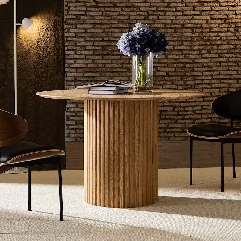 46.45" Modern MDF Round Dinner Tables for Dining Room - Oak