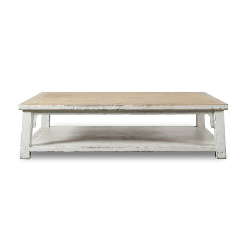Artissance Amalfi Large Wooden Coffee Table, 67 Inch Wide,Off white - 67"W x 43"L x 18"H