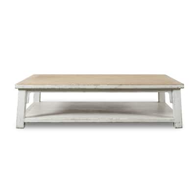 Artissance Amalfi Large Wooden Coffee Table, 67 Inch Wide,Off white - 67"W x 43"L x 18"H