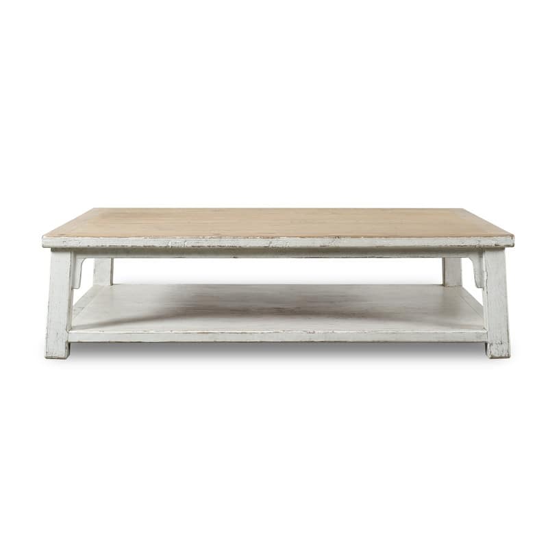 Artissance Amalfi Large Wooden Coffee Table, 67 Inch Wide,Off white - 67"W x 43"L x 18"H