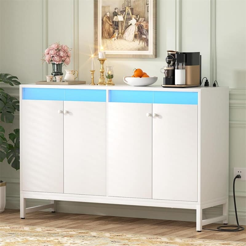 Sideboard Buffet Cabinet with Power Outlet - 13.78"D x 46.85"W x 31.88"H