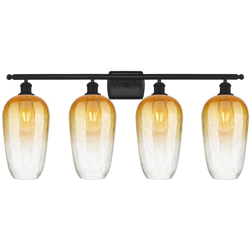 Innovations Lighting Endless Possibilities Ballston - Brookhaven Flute - 4 Light 37" Bath Vanity Light - Matte Black/Amber