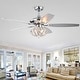 preview thumbnail 2 of 5, Warehouse of Tiffany Makore Chrome 52-inch Lighted Ceiling Fan with Crystal Shade