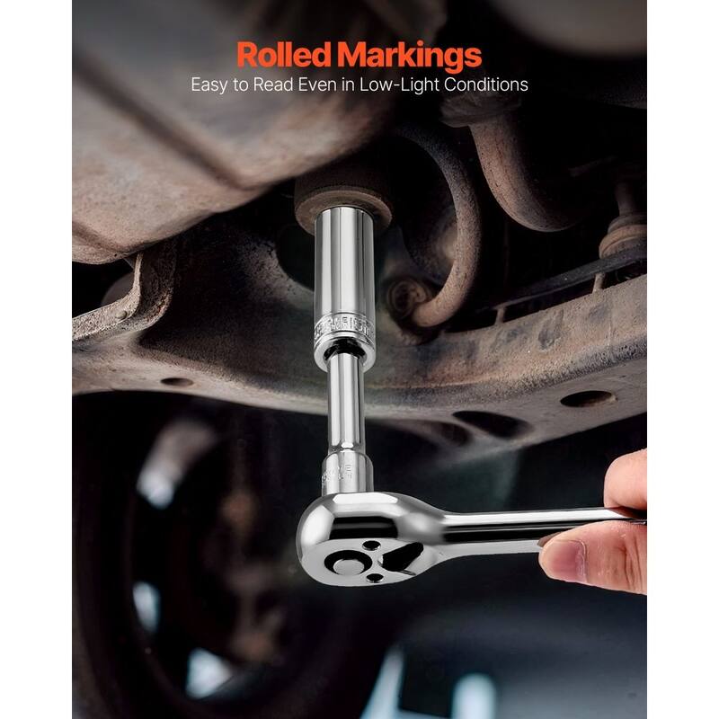 Black CR-V Alloy Steel 104-Piece 3/8-Inch Socket Set with Chrome Finish and High-Torque Design - 21.06 x 3.50 x 16.14