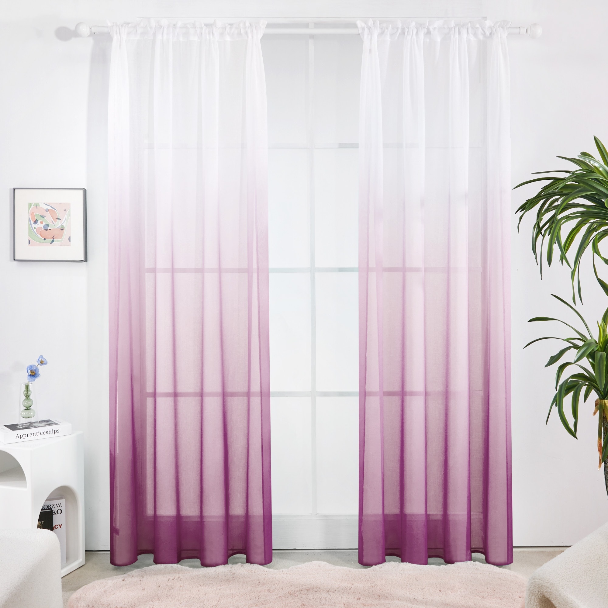 Deconovo Ombre Sheer Curtain Panel Pair(2 Panel)
