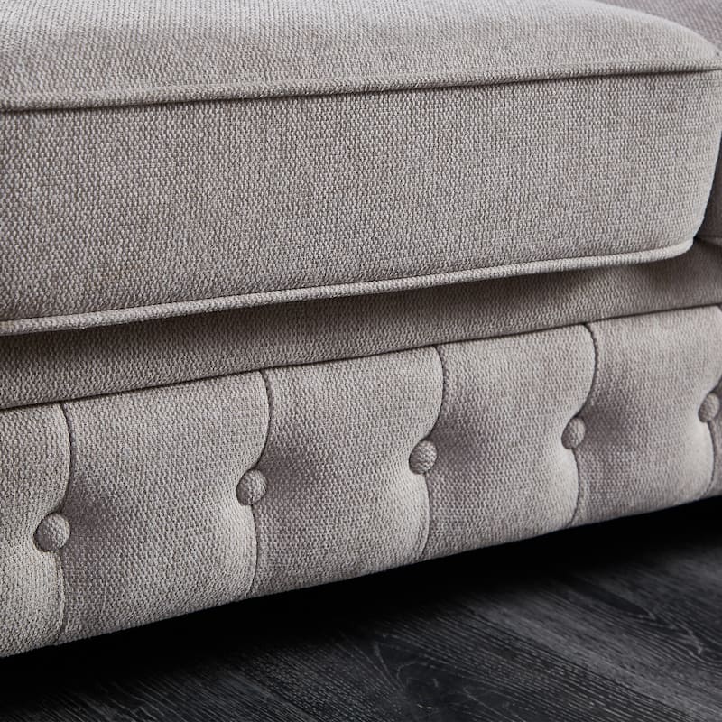 Living Room Chesterfield Sofa Classic Tufted Design Linen Couch