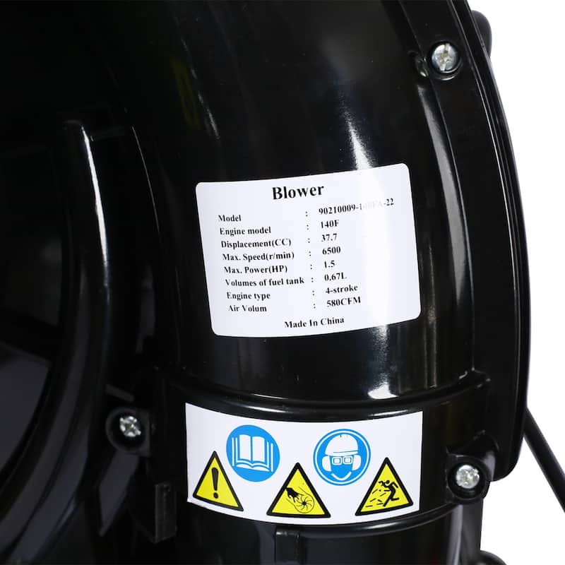 4-Stroke Backpack Leaf Blower, GAS 37.7cc,1.5HP 580CFM, Super light Weight 16.5lbs