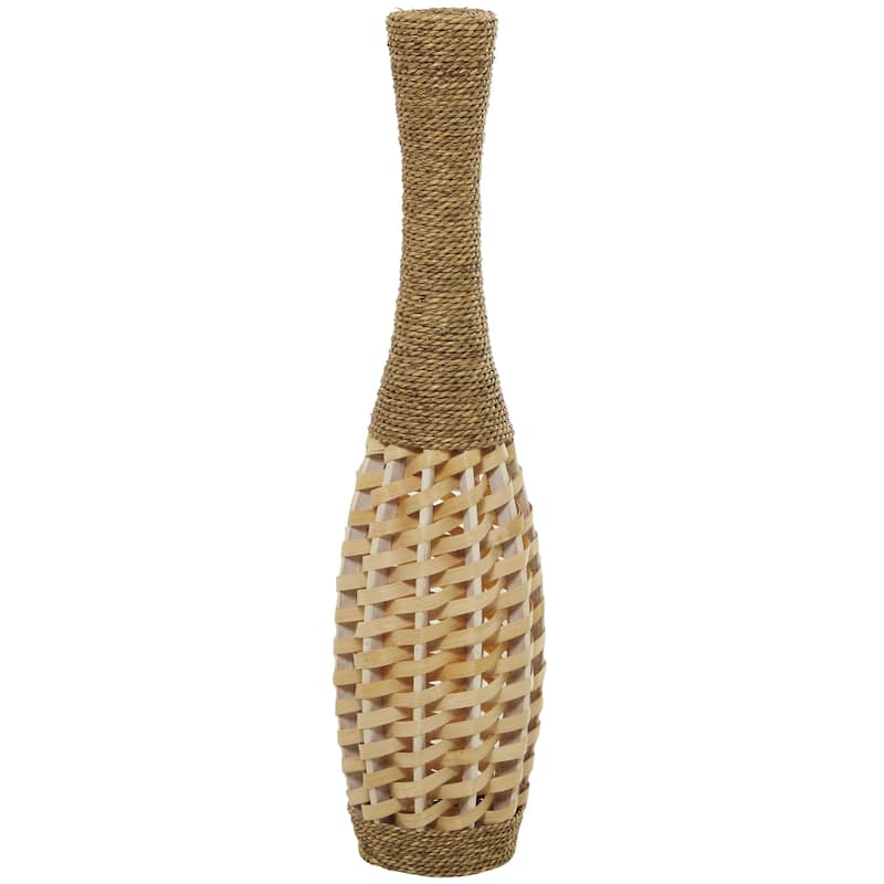 Seagrass Handmade Tall Woven Floor Vase - Brown - Roche River Decor