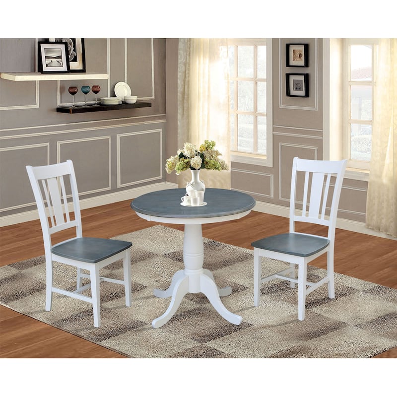30" Round Top Pedestal Table With 2 San Remo Chairs - Set of 3 Pieces