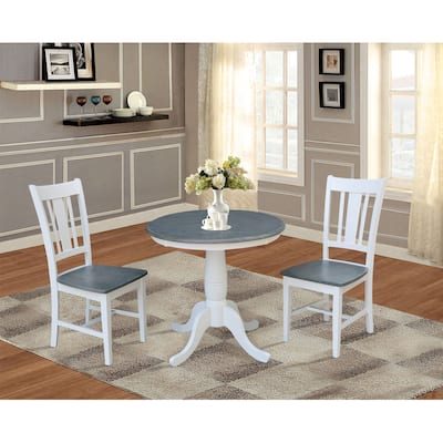 30" Round Top Pedestal Table With 2 San Remo Chairs - Set of 3 Pieces