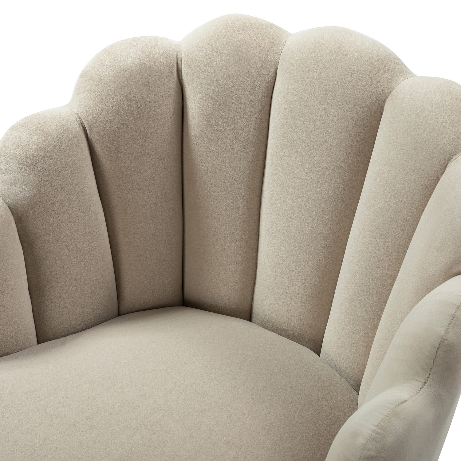 Eleanora Morden Scalloped Velvet Arm Chair with Tufted Back by