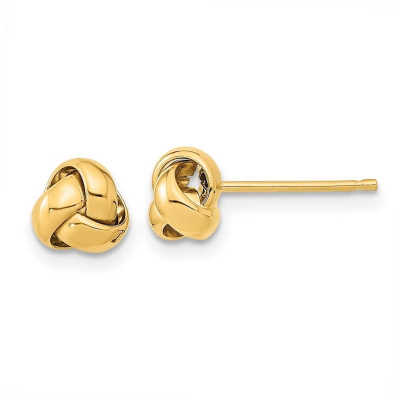 Curata 10k Yellow or Rose Gold 6.5mm Polished Love Knot Post Earrings