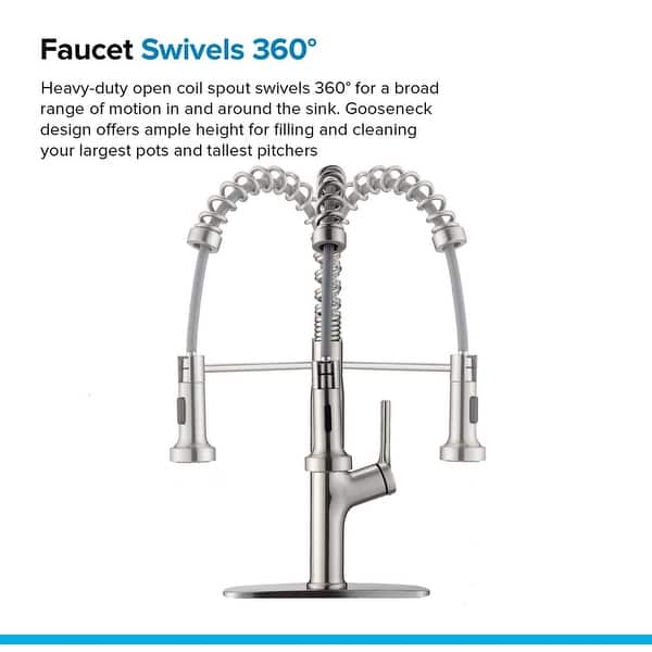 Stainless Steel Coil Spring Pull-out Sprayer Spout Kitchen Faucet -  6.3*8.66*19.6