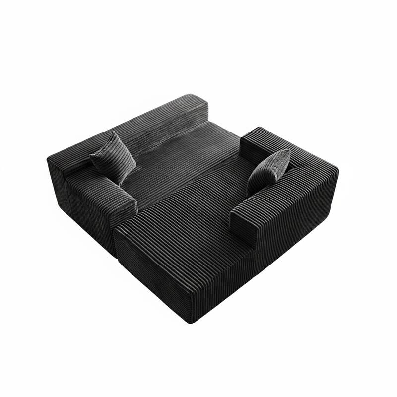 103.54" Flannel L-Shaped High-Density Modern Modular Sectional Sofa with Chaise & Pillows