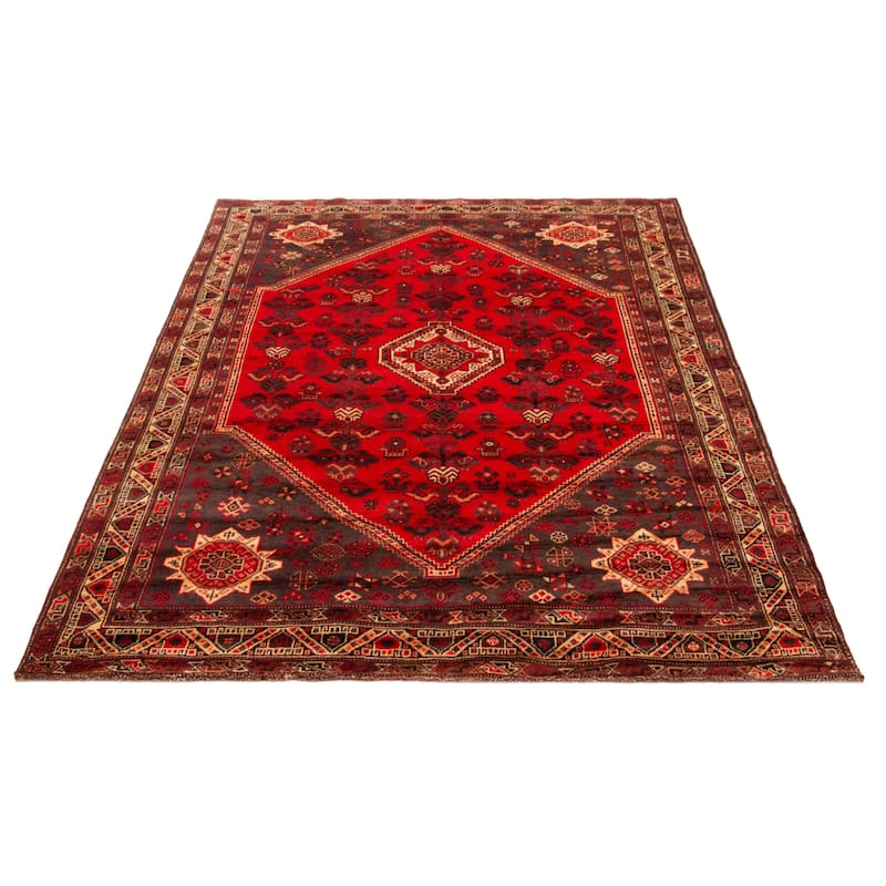 ECARPETGALLERY Hand-knotted Melis Red Wool Rug - 6'9 x 9'6