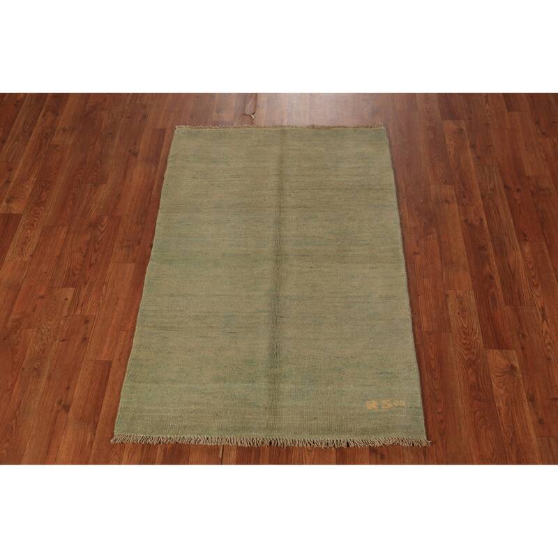 Modern Gabbeh Oriental Rug Handmade Solid Wool Carpet - 2'7" x 4'0"