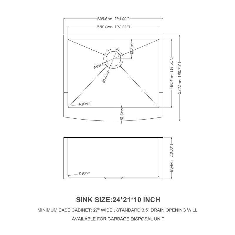 Farmhouse Kitchen Sink Apron Front Farmhouse Sink 10 Inch Deep 16 Gauge Single Bowl Kitchen Sink Basin