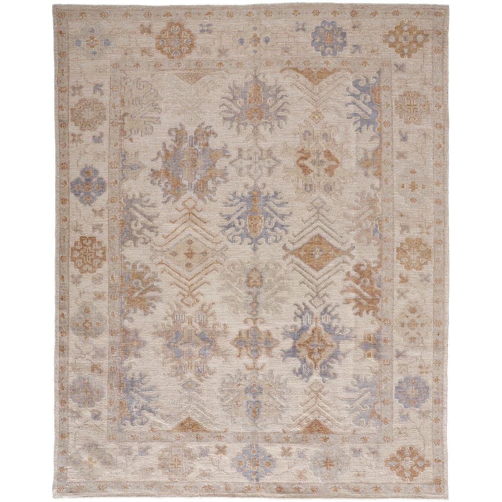 Tierney Eco Friendly PET Oushak Rug, Ivory/Tan/Stone Blue, Area Rug