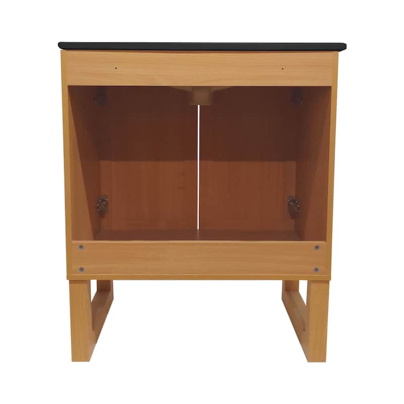 Arles 30 In. Natural Oak Bathroom Vanity With Black, 3-Hole Ceramic Sink Top
