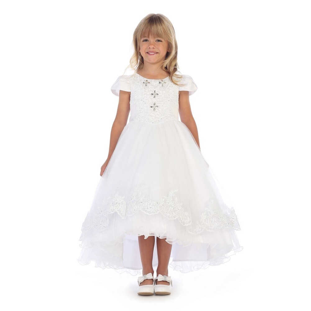 white sparkly flower girl dresses
